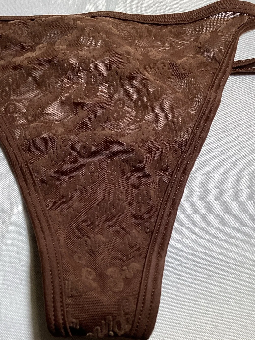 PINK Victoria's Secret Brown Sheer Logo Thong